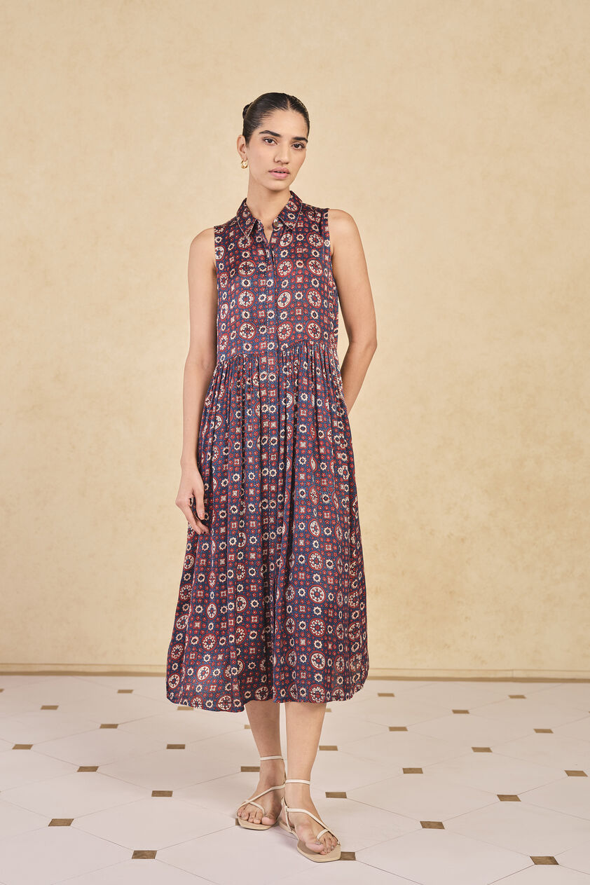 Blueschist Printed Dress - Blue, Blue, image 1